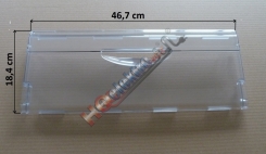 Přední díl ( čelo ) kryt - plexi šuplíku ( šuplík ) kombinovaných lednic ROMO řady CR ... ( rozměr 18,4 x 46,7 cm )