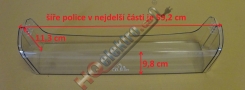 Přihrádka - spodní police dveří na láhve kombinované lednice ROMO DRN 396 A+ , CRD 401 A+ , CRN 401 A+  ( délka 59 cm ) 