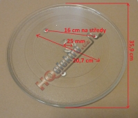 SKLENĚNÝ TALÍŘ DO MIKROVLNNÉ TROUBY BRANDT ( průměr talíře 35,9 cm )